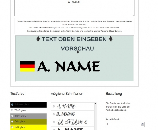 Namensaufkleber fürs Auto - Deutschland Flaggen Aufkleber Fahrer, Beifahrer  & Sticker - 2 Stück Set