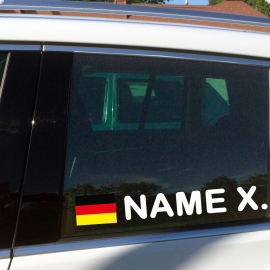 Namensaufkleber fürs Auto - Deutschland Flaggen Aufkleber Fahrer, Beifahrer Sticker - 2 Stück Set